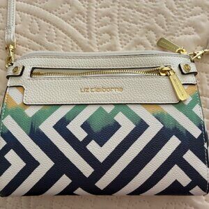 Liz Claiborne Cross Body - Navy, Tan, White